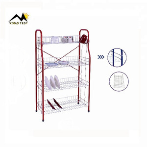 4 Tier Standing Type Kitchen Dinner Plate Dish <strong>Rack</strong> Dish <strong>Drying</strong> <strong>Rack</strong> Plate <strong>Rack</strong> with U <strong>Net</strong> Shape Unfoldable Basket - Product Image 3