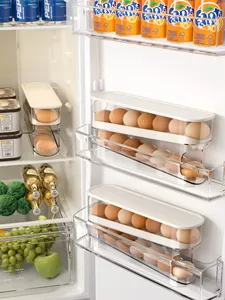 อัตโนมัติไข่ภาชนะพลาสติกกล่องเก็บตู้เย็นด้านข้างกล่องเก็บประตูกล่องไข่กลิ้งเกรดอาหารไข่ผู้ถือ