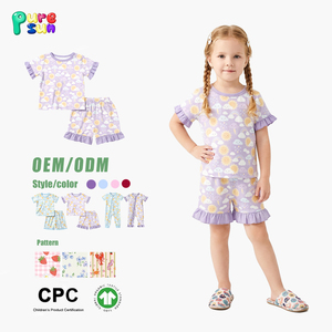 Puresun Ingrosso OEM <span class=keywords><strong>Pigiama</strong></span> Ecologico Casual per Bambini, Completo <span class=keywords><strong>Estivo</strong></span> Traspirante in Cotone e Bambù, Pigiami per Ragazze - Product Image 2