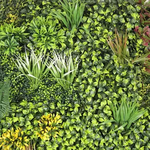Dinding tanaman hijau buatan, sangat tiruan UV taman luar ruangan dan sistem Panel vertikal tahan api