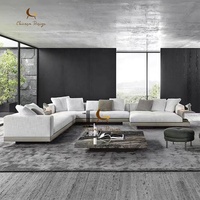 Canapé italien Connery Design Canapé d'angle en coton et lin Luxe Minimaliste Rond