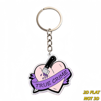 Porte-clés en acrylique Cœur Mystère, pendentif style tatouage avec couteau et bannière violette, anneau métallique + chaîne pour clés, sacs, sacs à dos