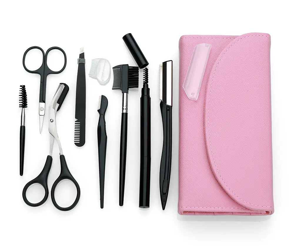 8 Stück Augenbrauen trimmer Kit Brauens chere Augenbrauen kamm Rasiermesser Pinzette mit Ledertasche