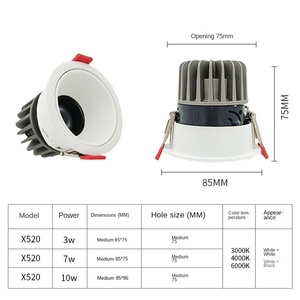 ไฟดาวน์ไลท์ LED 15W อะลูมิเนียมอะลูมิเนียมหนาพิเศษใช้ในเชิงพาณิชย์ดีไซน์โคมไฟเพดานแบบฝังทรงกลมมีสไตล์ - Product Image 3