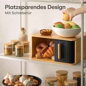 Mostrador de cocina, caja de pan de bambú personalizada, caja de almacenamiento de pan para pan casero con <span class=keywords><strong>puerta</strong></span> <span class=keywords><strong>corredera</strong></span> - Product Image 3