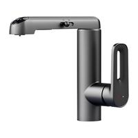 Robinet de salle de bain intelligent moderne sans contact en chrome avec distributeur de savon liquide à affichage numérique, capteur tactile infrarouge, lavabo automatique