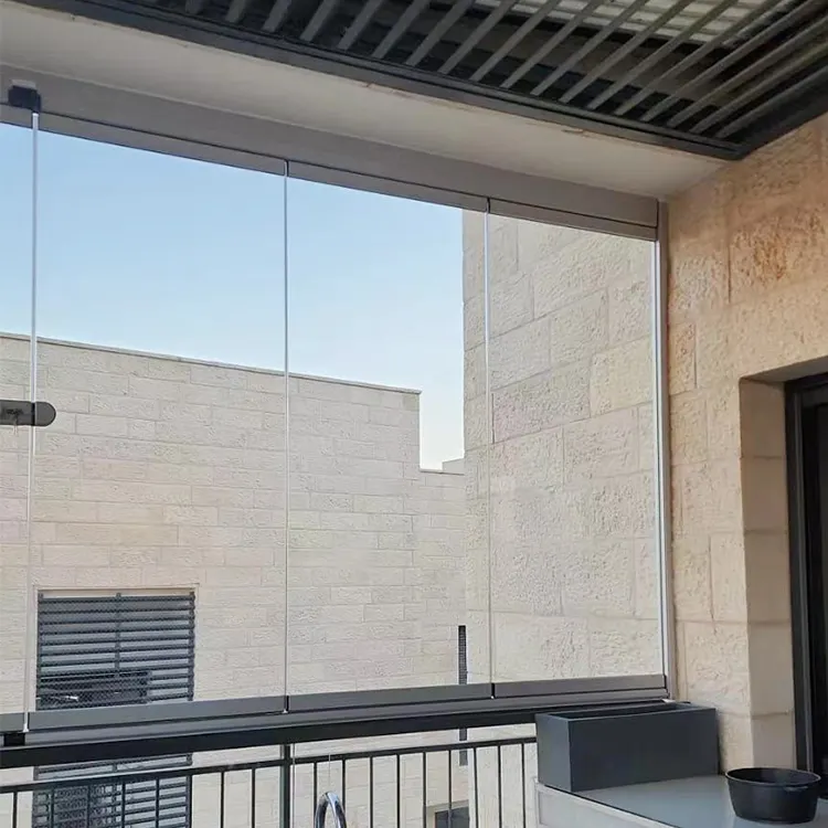 HDSAFE Villa rahmenlose Glass chiebe fenster aus Aluminium und Tür außen wasserdichte Terrasse Balkon Trennwand Tür Falt fenster