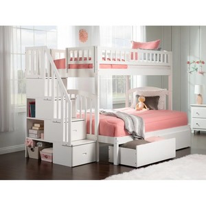 <span class=keywords><strong>Lit</strong></span> superposé en bois massif pour enfants avec tiroirs de rangement gris - Product Image 5