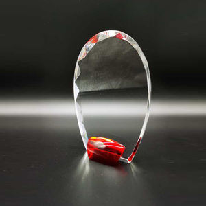 प्रचार फैशन पारदर्शी अंडाकार लाल तल क्रिस्टल पुरस्कार ट्रॉफी - Product Image 1