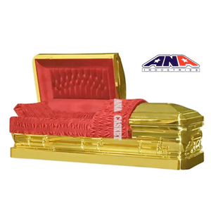 <span class=keywords><strong>ANA</strong></span> Rose <span class=keywords><strong>Rouge</strong></span> Velours Intérieur Forme Ronde Luxe Or Couleur Style Américain Cercueil en Bronze Massif - Product Image 1