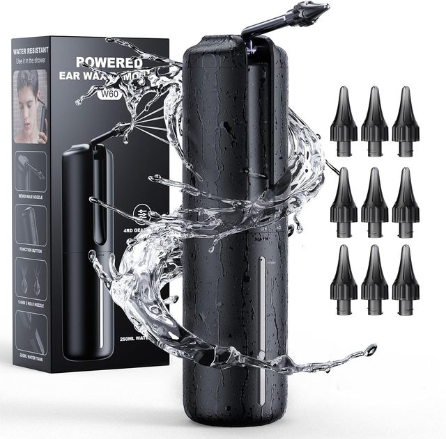 W60 Portable Electric Ear Irrigation Flushing System Ear Wax Removal 250ML Waterproof IP67 Ear Cleaner Kit