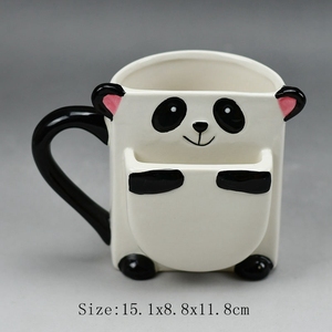 Soporte personalizado para galletas, Taza de cerámica con bolsillo para galletas, panda, perro, búho, venta al por mayor - Product Image 2