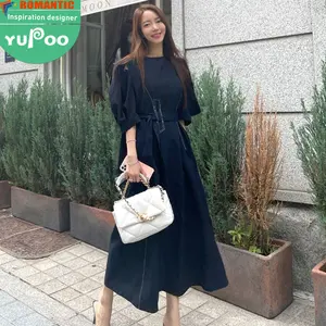 现货销售2024新款女装批发时尚服装优雅休闲连衣裙韩版风格气质短袖