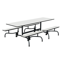 Table de cantine mobile en bois pour université, table de cantine pliante pour école avec banc