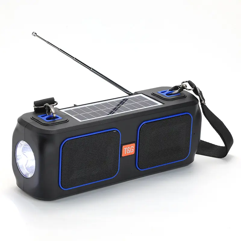 Nieuwe Tg636 Outdoor Draagbare Draadloze Zonne-Energie Opladen Led Zaklamp Mini Bt5.3 Tws Laagste Snelheid Luidspreker Met Fm Radio