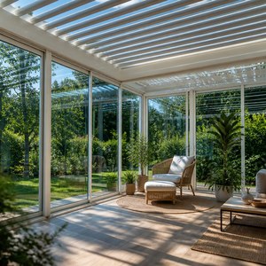 Pergola en aluminium écologique et durable, motorisée, à lames orientables, abri de voiture extérieur, protection solaire, imperméable, pour jardin, patio, <span class=keywords><strong>terrasse</strong></span> - Product Image 1