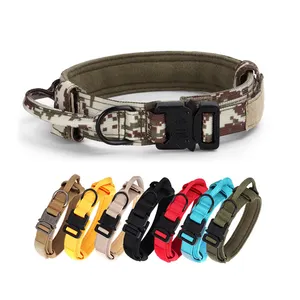 High Quality Luxury Adjustable Camouflage Army Green Multi-color Nylon Tactical Dog Collar For Outdoor Dogs
