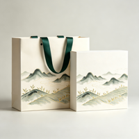 Sac en papier d'art de luxe de haute qualité avec poignée en ruban, emballage de boîte cadeau en carton, boîte à thé haut de gamme, logo personnalisé, image de marque d'entreprise