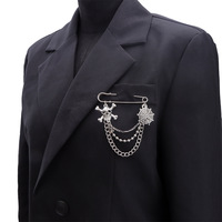 Broches commémoratives géométriques tendance en alliage de zinc avec chaîne, pompon, crâne, toile d'araignée, ours, perle, étoile – Épingles décoratives unisexes pour fêtes