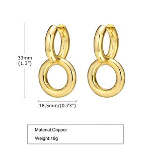 ต่างหูห่วงรูปตัวยูทรงเรขาคณิตทันสมัยทำจากสแตนเลสสตีล ชุบทอง 14K สำหรับผู้หญิง - Product Image 6