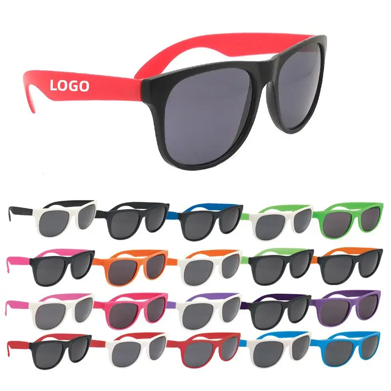 Occhiali da sole con stampa serigrafica con Logo personalizzato occhiali da sole con lenti per PC regalo promozionale occhiali da sole in plastica omaggio