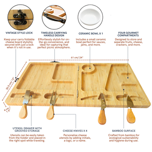 Plateau de service pliable en bambou pour <span class=keywords><strong>charcuterie</strong></span> et fromages, plateau à collations, <span class=keywords><strong>planche</strong></span> à découper pour cadeau de pendaison de crémaillère - Product Image 5