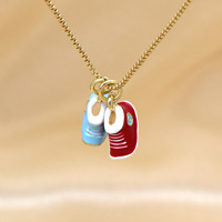 Collier pendentif chaussure couple mignon, breloque géométrique en émail, chaîne maille forçat 45cm pour femmes et hommes, bijoux de mode, vente en gros