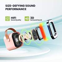 Speaker Karaoke Mini Nirkabel K12 untuk Anak-Anak, Lucu, Portabel, untuk Keluarga, dengan 2 Mikrofon Nirkabel, Hadiah Ulang Tahun Anak