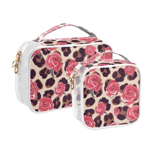 กระเป๋าใส่เครื่องสำอางแบบใสลายเสือดาวสีชมพูวินเทจ ฮาวาย คัสตอม ปัวเคนิเคนิ ไล  แบบ 2 ชิ้น สำหรับเดินทาง - Product Image 2