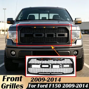Grilles de pare-chocs avant de voiture Plug & Play pour F-150 2009-2014 Style Cache inférieur en maille Accessoires de tuning automobile - Product Image 1