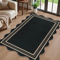 Tapis de luxe abstrait moderne personnalisé pour salon, tapis lavable, paillasson noir pour entrée, tapis neutre antidérapant