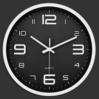 Reloj de Pared Redondo Moderno de 12 Pulgadas, Silencioso, sin Tictac, de Cuarzo Analógico, Decorativo, para Sala de Estar, Cocina, Oficina