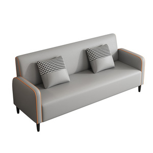 Ensemble de canapés en tissu moderne pour salon, design modulaire gris avec garniture orange, structure de support biplace ou tridplace, confortable - Product Image 5