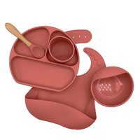 Bol et assiette antidérapants pour bébé de 0 à 12 mois, très demandés, écologiques, sans BPA, en silicone de qualité alimentaire, avec gobelets à bec verseur