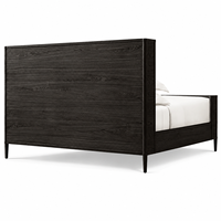 Cadre de lit en bois massif naturel de style américain classique moderne avec tête de lit haute à volants et pieds effilés, mobilier de chambre principale