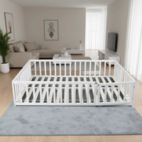 Lits de sol pour tout-petits, lit de sol double avec barrières de sécurité, lattes Montessori pour enfants, porte convertible