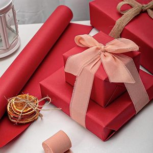 Hot Sale Recyclable Virgin Red Kraft Wrapping <b>Paper</b> <b>Roll</b> For Gift Packaging DIY Handicraft Compatible Environmental Friendly - Product Image 1