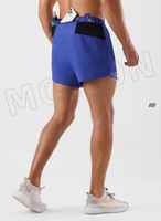 Short de sport pour homme Quick Dry Fitness pantalon à trois sections pour homme Short de course marathon à deux étages