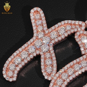 Colgante Personalizado de Letras <span class=keywords><strong>XO</strong></span> de Joyería Hip Hop de Moda con Moissanita VVS de Plata 925, Pasa el Probador de Diamantes - Product Image 3