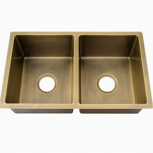 16 Đo Brass Brushed Vintage bát đôi hai Bồn Rửa Nhà Bếp undermount Drop Handmade Đồng kết thúc lưu vực bền thiết kế sang trọng - Product Image 4