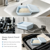 Boîte de rangement pour barre de shampoing en silicone de qualité alimentaire, porte-savon avec couche de drainage en PVC, idéale pour la maison, les voyages et le camping