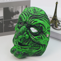 Masque d'horreur de sorcière verte effrayante en mousse PU et caoutchouc pour la vente en gros, fournitures de fête d'Halloween, rôle de festival des fantômes