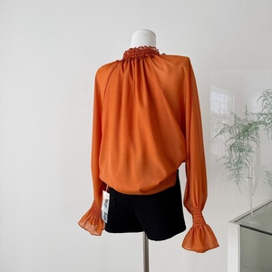 Chemisiers en maille décontractés à manches longues pour femmes, chemises à volants, hauts élégants pour femmes, vêtements pour femmes en gros - Product Image 2