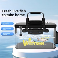 Boîte de pêche avec pompe à oxygène intégrée, sac latéral de stockage d'eau et balance – Équipement de pêche transparent pour poissons vivants