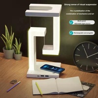 Lámpara de escritorio LED recargable inalámbrica moderna 3 en 1, lámpara de mesa de levitación magnética antigravedad para sala de lectura, dormitorio, estudio