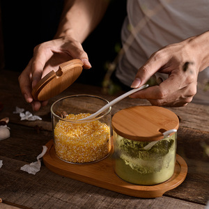 2 cái/bộ thủy tinh gia vị Jar với nắp và muỗng sứ Muối MSG gia vị nồi chủ Nguồn cung cấp Nhà Bếp - Product Image 5