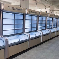 Congélateur réfrigéré de vitrine de supermarché d'affichage de légumes de porte en verre de refroidissement direct de trois températures commerciales
