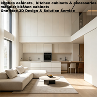 Ensemble de meubles de cuisine modulaire moderne et minimaliste en contreplaqué étanche de qualité E0, pour la rénovation de cuisines de villas, de fournisseur fiable