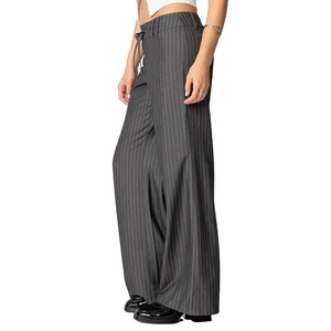 <span class=keywords><strong>Pantaloni</strong></span> da <span class=keywords><strong>Donna</strong></span> a Vita Bassa in Lana a Righe Sottili, Traspiranti, Antirughe, Stile Vintage, Alta Qualità, Personalizzabili, Vendita all'Ingrosso - Product Image 4