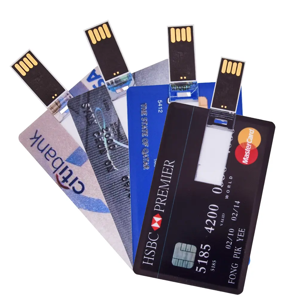 カラープリントUSBメモリスティック無料ロゴ付きビジネスクレジットカードUSBフラッシュドライブスティック